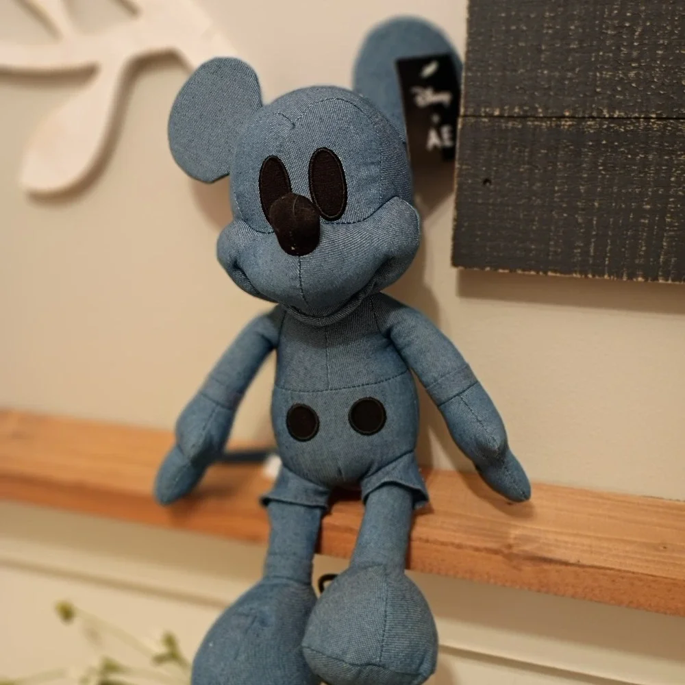 Disney x American Eagle Mickey Mouse Denim Plush Collectible Blue 1898-900 NWT